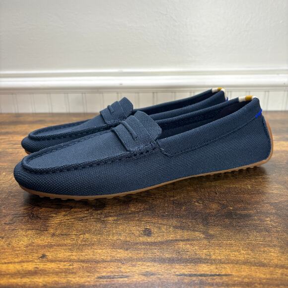 Rothys Womens Size 9.5 Loafers The Driver Navy Blue Knit Preppy Comfort Career - Picture 11 of 11